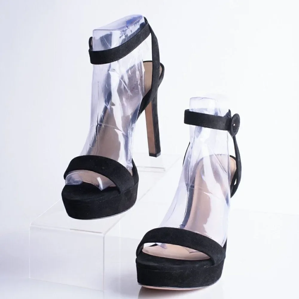 Veronica Beard Womens Black Suede Darcelle Strappy Pump Heels US 10 EU 41 New